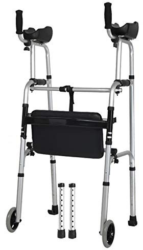 Rollator mit Sitz und Unterarmstütze, strapazierfähig, für Erwachsene/1,80 m große Männer/Senioren, tragbarer, zusammenklappbarer medizinischer Gehwagen (Stil: 2 Räder + Sitz) Hello