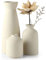 YENTAKE Keramik Vasen 3er-Set, Vasen Deko, Moderne Rustikale Bauernhaus Home Decor, Weiß Keramik Vase Passend für Pampas Grass & Getrocknete Blumen, Ideale Dekoration für Wohnzimmer