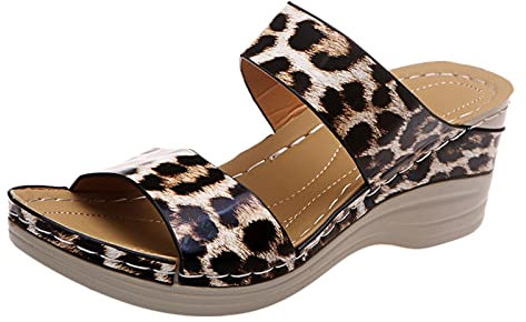Générique Stivali Alti Neri Da Donna In Pelle Sandali da spiaggia traspiranti a punta aperta per le donne scarpe con zeppa leopardata casual Stivali sopra il ginocchio Marrone Per Pelle, marrone, 36