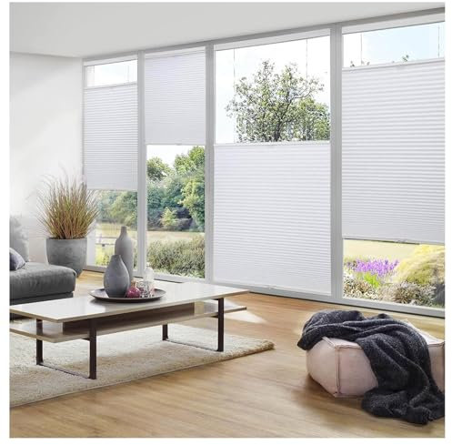 Cordless Cellular Shades 50/55/60/65/70/75/80/90/100cm Wide,White Honeycomb Blinds for Windows,Blackout/Thermal/Privacy Cellular Pleated Shades,Bottom Up Top Down Curtains,W×H-85×100cm(33.5*39.4in)