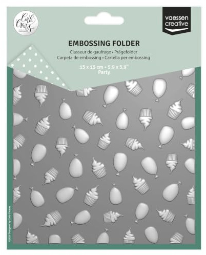 Vaessen Creative 3D Prägeschablonen Cupcakes und Ballons von 15 x 15 cm - Bastelbedarf Grüßkarten - Bastelzubehör für DIY, Karten Basteln, Journaling und Scrapbooking