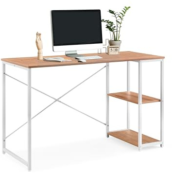 hjh LIVING Arbeitstisch 120x48 cm Easy Up2 – 2-in-1 Schreibtisch-Regal-Kombination – Große Arbeitsfläche – Robuste & Pflegeleichte Oberfläche – Weiß/Eiche