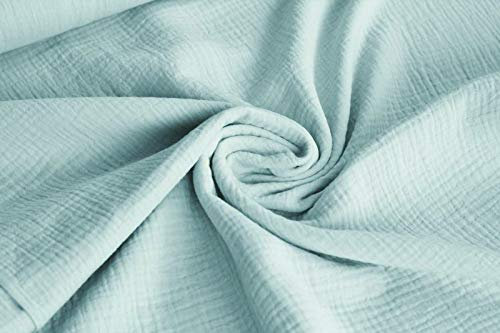 50x130cm Musselin Stoff uni Oeko-Tex zertifiziert Meterware Mulltuch Baumwolle, Farbe:hellblau