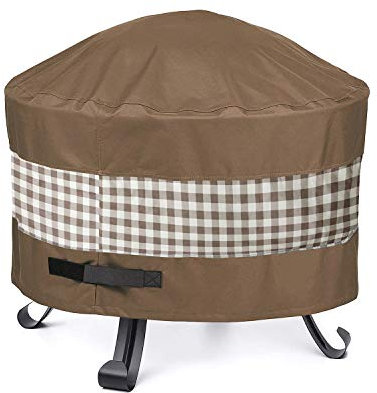 Housse De Protection Pour Braséro Rond, Housse Pour Foyer, Couverture De Gril, Housse Bâche De Protection BBQ Imperméable De Jardin Patio Extérieur (D81 x H61 cm,Brown)