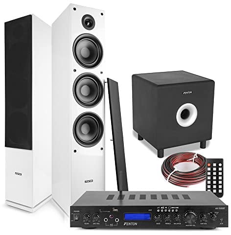 Fenton SHF80W 2.1 Stereo Surround Sound System - Floor Standing HiFi Speakers with 8-Inch Subwoofer & Bluetooth Amplifier - Tower Stereo System for Home Audio & Entertainment