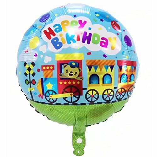 Happy Birthday Luftballons - Geniale Geschenkidee Deko für Geburtstage oder Partys Ballon Helium Folienballon klein mit für Kinder Dekoration Partydeko JGA Geschenkidee - Bärchen Zug bunt