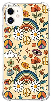 Nsyosio Rainbow Flowers Mushroom Eyes Case for iPhone 12,Aesthetic Hippie Case for Men Women,Unique Trendy TPU Bumper Case Compatible with iPhone 12