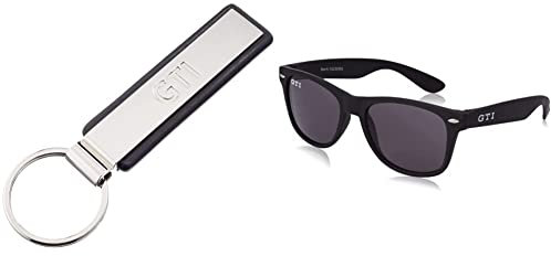 Volkswagen VW Metall Schlüsselanhänger GTI Key Ring Kollektion 000087010f Ypn Silber & 5HV087900 Sonnenbrille GTI Design Brille, schwarz