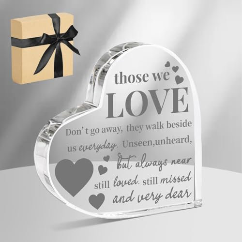 ORIGACH Acryl Trauergeschenk Acryl Herz Gedenkgeschenk Trauer Tischdekorationen Beileidsgeschenk für den Verlust der Liebsten (Liebe, 10 x 10 cm)