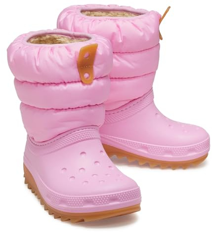 Crocs Unisex Kinder Classic Neo Puff Boot K Stiefel, Pink Tweed/Gum, 28/29 EU