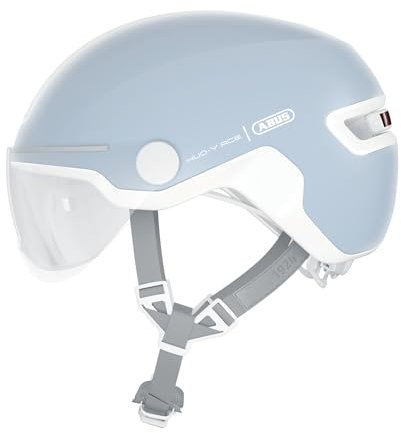 ABUS Stadthelm HUD-Y ACE - stylischer Fahrradhelm mit Visier und magnetischem, aufladbarem LED-Rücklicht - für Damen und Herren - Pure Aqua, Größe S