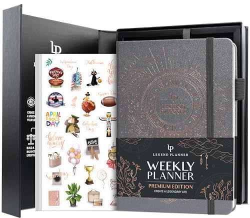 Legend Wochenplaner Premium - undatierter Wochen-, Monats- & Budgetplaner - Life Organizer für Zeitmanagement & Produktivität, A5 (Mystic Grey, neues Cover)