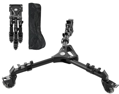 SIRUI Universal Photography Tripod Dolly con Ruote in Gomma da 3, Resistente con Gambe Regolabili e Borsa per il Trasporto, Capacità di Carico di 33 Libber - AM-DF02