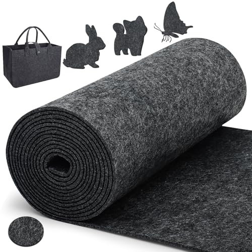 Votoko Filzrolle Filzstoff, 30cm x 300cm x 3mm Polyester Filzunterlage, Bastelfilz für DIY Aufbewahrungstasche Patchwork Nähen Basteln Handwerken, Filzmatte zum Zuschneiden Dekoration (Dunkelgrauen)