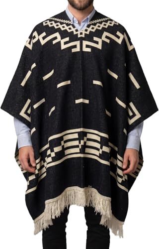 Montecuador Alpaca Poncho Western Serape Clint Eastwood Style Handmade in Ecuador Unisex Thick Warm Wool