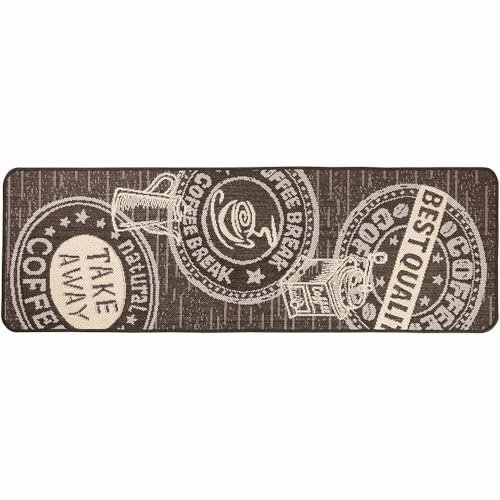 Knutzen Wohnen Küchenläufer 60x180 cm Coffee Braun - Küchenteppich - rutschfest und waschbar - Fußwärmende Designmatte - Sisaloptik - Stilvoller Läufer für Küche, Flur und Wohnraum