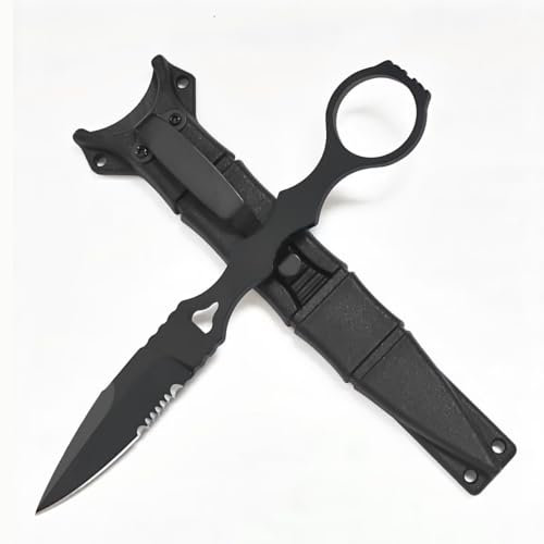 WANAHTON Edc Messer, Jagdmesser Feststehende Klinge, Edc Messer Mit Kydex Scheide, 17cm Gürtelmesser Mit Messerscheide Für Outdoor Camping Angeln Wandern (Schwarz)