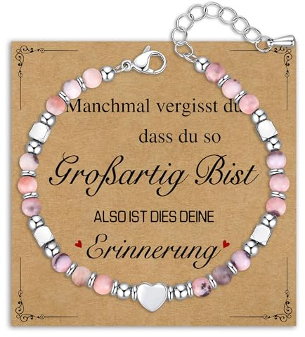 Damen Armband Perlenarmband Silber Edelstahl, Natürlichen Heilsteine Armbänder Edelstein Geschenke für Frauen Mädchen Armbander Geburtstagsgeschenk Schmuck