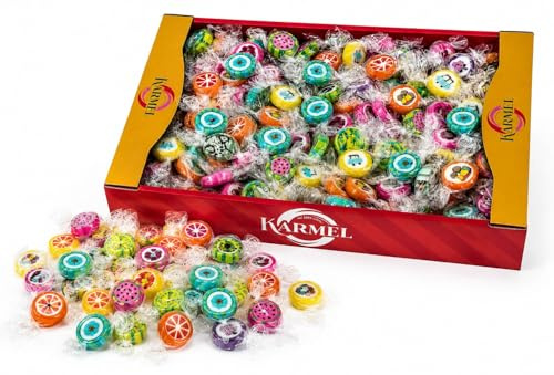 Fruchtbonbons 1kg einzeln verpackt – handgemachte Bonbons mit Fruchtmotiven, bunte Hard Candy Mischung für Candy Bar, Geburtstag, Hochzeit & Büro
