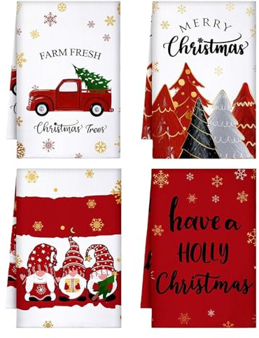 PIujsym Geschirrtücher Weihnachten 4er 40x60 cm Grinch Weihnachtsdeko Küchenhandtuch Geschirrtuch Weihnachten für Küche Weihnachtsgeschirrtücher Mikrofaser Küchenaccessoires für Familie und Zuhause