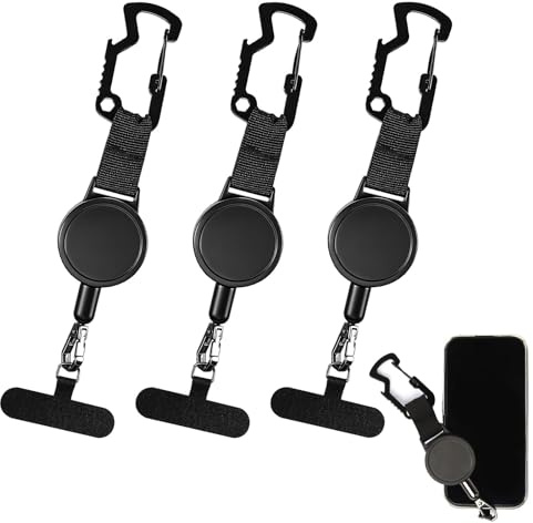 CAINCAY 3PCS Cordon Securite Telephone, Rétractables Antivol pour Téléphone Portable, Anti-Chute Cordon Telephone Portable, Sécurité téléphone Extensible Pour Randonnée Cyclisme attache telephone ski