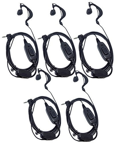Lsgoodcare 1 Pin G Shape Earhook Earpiece Headset PTT and Mic Compatible for HYT Hytera Two Way Radio TC1688 TC310 TC-1688 TC-310 TC-320 etc/Motorola Walkie Talkie, Pack of 5