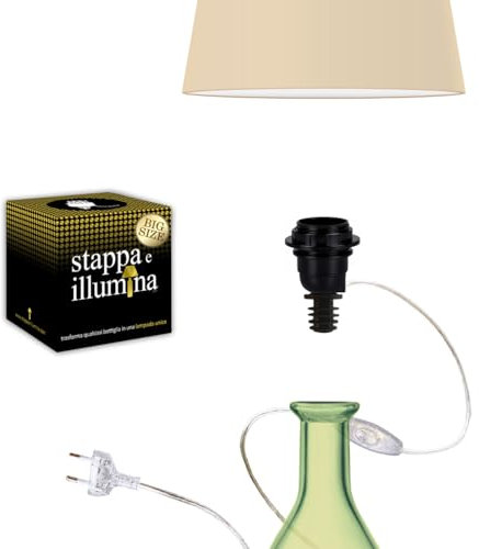Stappa e illumina Big Size | Portalampada bottiglia E27 Trasforma Bottiglie in Lampade in 30 secondi, Bottiglie con foro da 23 a 30 mm, Bottiglie Magnum - per Kit Lampada Bottiglia (1 pcs)