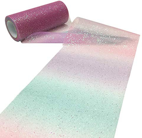 Tüllband für Hochzeit, Party, Dekoration, Tutu, Rock, Schleife, Weihnachten, Geschenkverpackung, 10 m, Regenbogenfarben - Dark Color