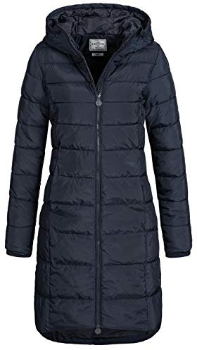 Eight 2 Nine Damen Steppmantel LETN-039 Lange Stepp-Jacke mit Kapuze night blue L