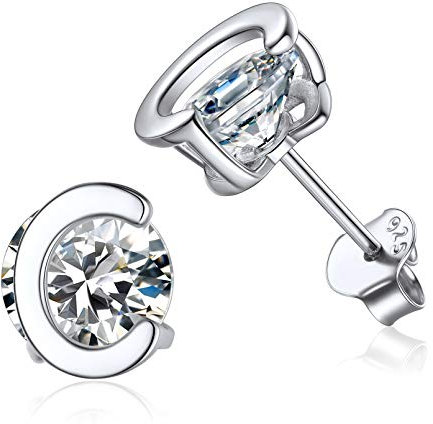 ChicSilver Sterlinb Silber Buchstabe C Ohrstecker Zirkonia Steine Ohrstecker mit Geschenkebox für Damen Freundin