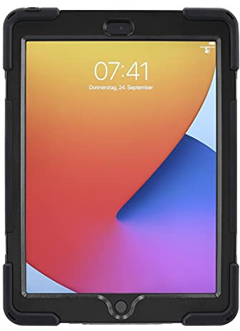Hama Case für iPad Gen. 7/8/9, 2019 2020 2021, 25,91 cm 10.2 Zoll (Tablet-Hülle mit Handschlaufe & Schultergurt, 360° Drehscheibe, Schutzhülle mit integrierter Stiftschlaufe & Standfunktion) schwarz
