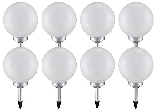 etc-shop Solarleuchte Kugel Garten LED Gartendeko Solarkugel für Außen 20 cm Kugelleuchte Solar, Leuchtdauer ca. 6-8 Stunden, H 62 cm, 8er Set