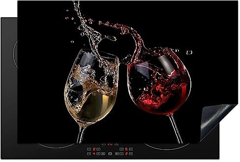 KitchenYeah© Copri Piano Cottura Induzione 81x52 cm Coprifornelli Fornello Proteggi Tutto per la Cucina Fornelli Vino rosso - Vino bianco - Vetro - Nero
