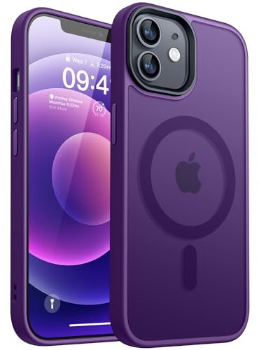 CANSHN Magnetica Opaca Cover per iPhone 12/12 Pro, [Compatibile con MagSafe] Custodia Traslucida Opaca Protettiva Sottile Antiurto 6,1 Pollici - Viola Scuro