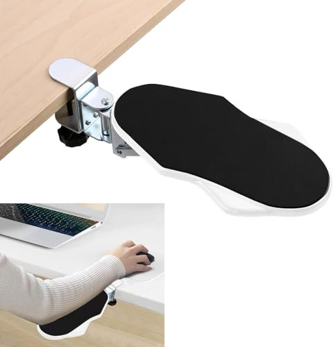 Ergonomische Armlehnenstütze Handgelenkauflage, 180° Drehbare Handgelenkstütze Armlehne, Verstellbar Armauflage Schreibtisch Extender für Zuhause und Büro, Weiß