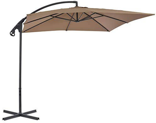 LIUSP Ampelschirm mit Stahlmast 250 x 250 cm Taupe, Sonnenschirm für den Garten, Strandschirm für den Außenbereich mit UV-Schutz, höhenverstellbar, Neigefunktion, Leichter und