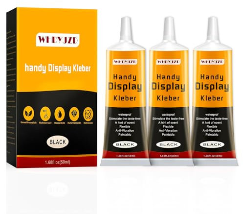 50ml*3 Handy Display Kleber, Black Display Kleber Smartphone mit Kleinen Präzisionsnadeln, Sekundenkleber Extra Stark, Wasserfest Flexibler Bastelkleber für Holz, Glas, Stoff, Keramik, Metall