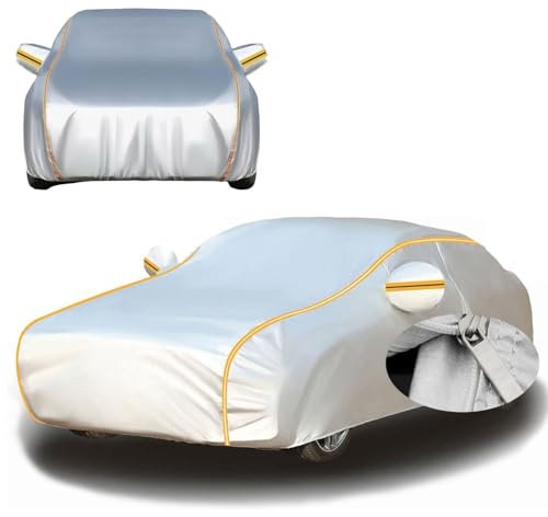 Outdoor Car Cover for 𝖬ini 𝖢lassic 1997-2000 Car Cover Waterproof Breathable Full Car Cover,Four-season Rain Dustproof Snow Sun UV,Car Cover with Long reflective strips (Color:Silver)