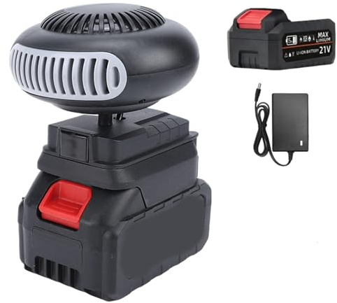Chauffage D'appoint alimenté par Batterie, Chauffage Voiture Portable Sans Fil, Chauffage Rapide, Dégivrage, Désembueur, pour Maison, Bureau, Camping-car, SUV, Bureau (Chauffage+Batterie 12 000 mAh)