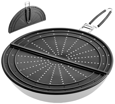 Snowyee Foldable Silicone Frying Pan Splatter Guard for Saves Space, 33cm | Fold Splatter Screen, Convenient Storage, Reduces Oil Mess, Lets Steam Escape, Rust-Free, Fits 10-12 inch Pans and Skillets