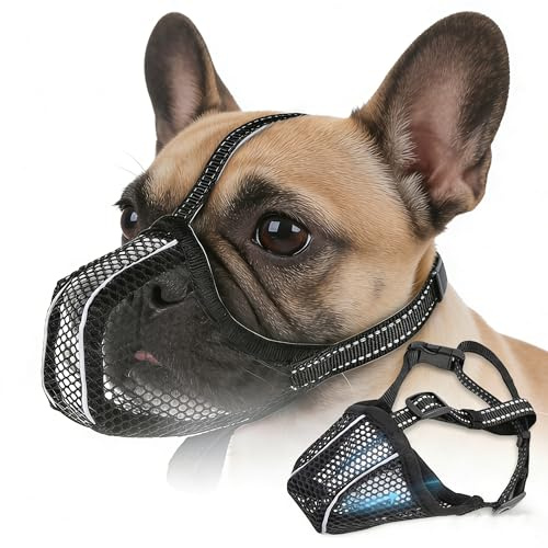 AEMCHDM Hundemaulkorb Atmungsaktiv Verstellbar – Anti Fress Maulkorb Hund, Reflektierend, Leichter Fressschutz für Kleine, Mittelgroße & Große Hunde, Mesh Beißkorb Muzzle (S)