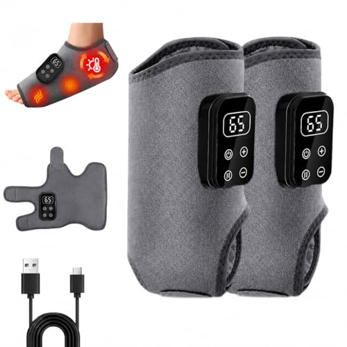 Fussmassagegerät,kabelloses elektrisches Fußmassagegerät für Schmerzlinderung & Durchblutung,3-in-1 Triple Therapy Foot Massager mit 2000mAh Akku,6 Heizstufen bis 65°C,Gesundheit Geschenk,2 Stück grau