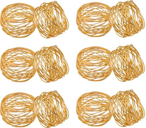 SKAVIJ Fatto a Mano Tovagliolo Anelli Impostare di 12 per Ogni Giorno, Cenare Tavolo Decorazione Oro