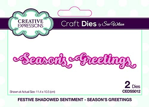 Creative Expressions Sue Wilson Festive Shadowed Sentiment Season's Greetings Craft Die, Largest Die 11.4 x 10.5 cm, (CEDSS012), Metal
