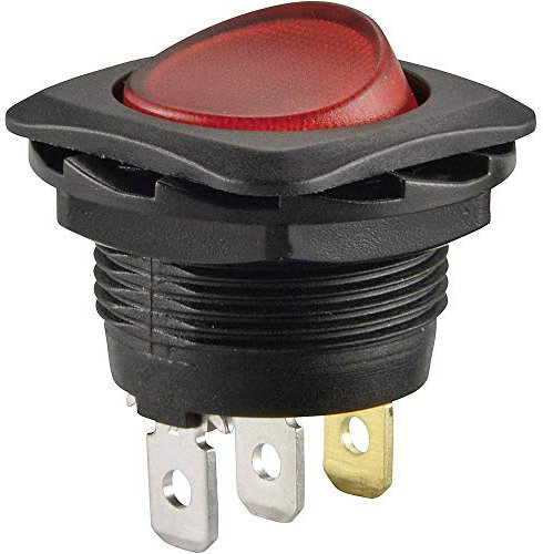Einbau Wippschalter ø 20mm 250V 6A rot beleuchtet EIN-AUS, mit befestigungsring (2)