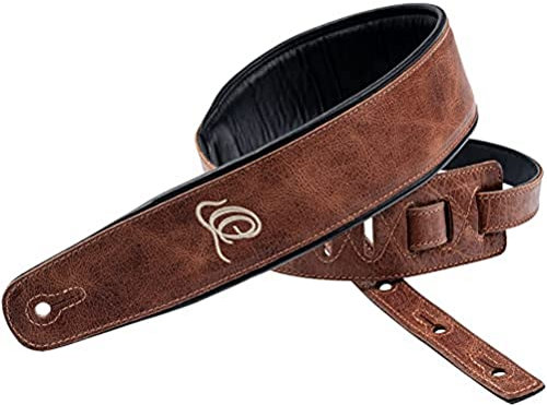 Ortega Guitars Gitarrengurt Länge Verstellbar - Akustik Gitarre / Bass, E-Gitarre, E-Bass - Classic Series - Echtleder, Vintage Caramel (OSCL-5)