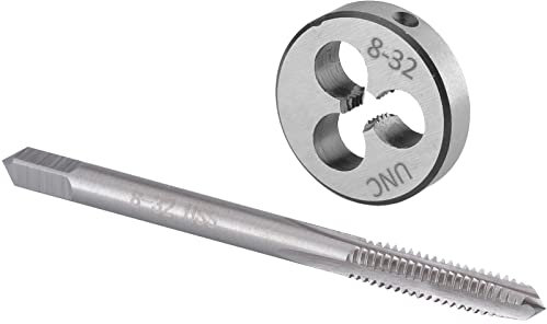 Burkit No 8-32 UNC Jeu de tarauds et filières pour droitier, 8 x 32 UNC filetage de machine UNC et filière ronde