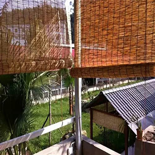 Zhaomi Lichtdurchlässiger Schilfrollos,Anti-UV-Reed Vorhang,Schilf Vorhang Fensterläden,Bambusrollo Fenster,Erhöhen die Natürliche Atmosphäre,für Balkon/Terrasse/Garten/Fenster (W60xH110cm/24x43in)