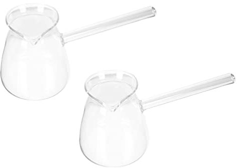 STOBOK 2pcs Handheld Glass Teapot Stovetop Safe Transparent Coffee Pot for Hot Cold Drinks Easy to Clean High Borosilicate Glass Kettle for Home Tea House Use