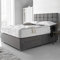 DBZ BEDS Reinforced Small Double Bed Set 4 FT with 2000 Series Mattress - Grey Linen Divan Beds Set with Various Storage Options – 26 Inch Headboard with Chrome Glider Feet (Small Double)